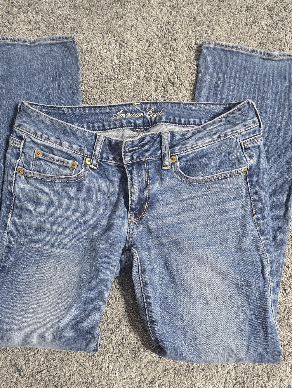 American Eagle Outfitters Women's Light Blue Straight Leg Stretch Jeans
